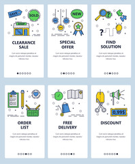 Aufkleber - Vector line art web and mobile app template set