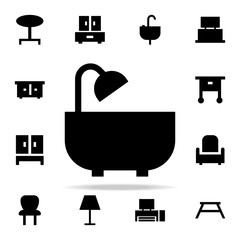 Poster - bath with shower glyph icon. Furniture icons universal set for web and mobile
