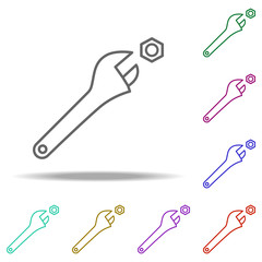 Poster - adjustable wrench outline icon. Elements of Construction in multi color style icons. Simple icon for websites, web design, mobile app, info graphics