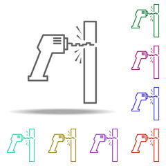 Poster - to drill a wall outline icon. Elements of Construction in multi color style icons. Simple icon for websites, web design, mobile app, info graphics