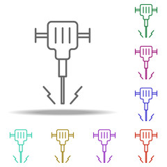 Wall Mural - Construction jackhammer outline icon. Elements of Construction in multi color style icons. Simple icon for websites, web design, mobile app, info graphics