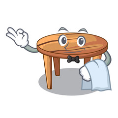 Sticker - Waiter cartoon wooden dining table in kitchen