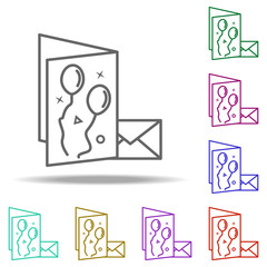 Poster - holiday card dusk icon. Elements of Birthday in multi color style icons. Simple icon for websites, web design, mobile app, info graphics