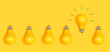 One Outstanding Idea Concept With Yellow Light Bulbs