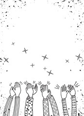 Wall Mural - Human hands clapping ovation. doodle style ,vector illustration