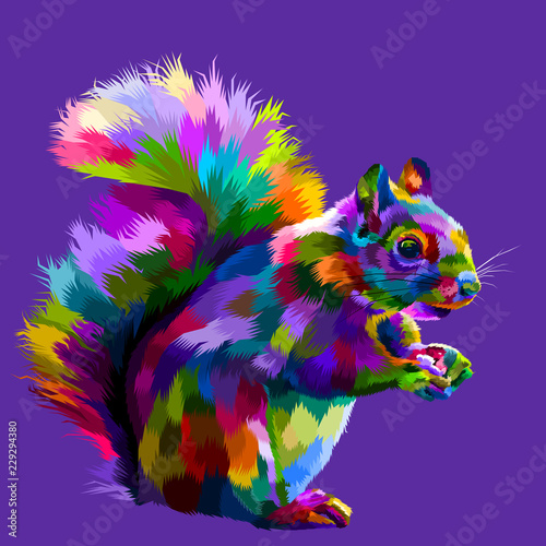 Cuadros en Lienzo colorful squirrel on pop art vector illustration
