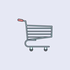 Poster - trolley for products colored outline icon. One of the collection icons for websites, web design, mobile app
