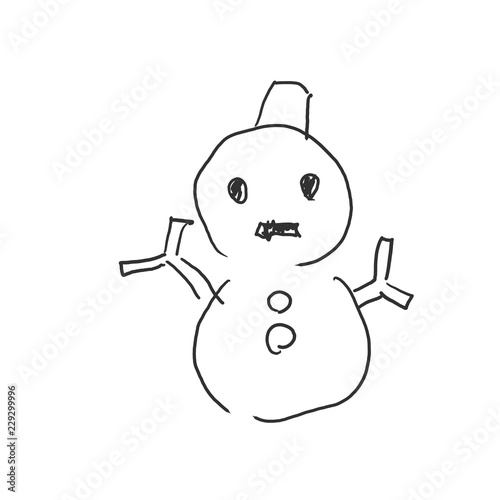 雪だるま クリスマスイメージ落書き風イラスト 塗りなし線画 Stock イラスト Adobe Stock