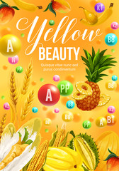 Wall Mural - Color diet food with yellow fruit and vegetables