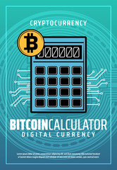 Poster - Bitcoin digital money exchange service, vector