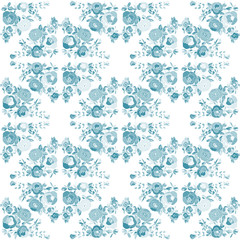 Gzhel, blue flowers on a white background. seamless