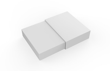 White sleeve cardboard box template standing vertical, mock up template on isolated white background, 3d illustration.