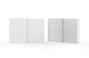 Wall Mural - White sleeve cardboard box template standing vertical, mock up template on isolated white background, 3d illustration.