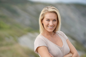 Wall Mural - Portrait of beautiful 40-year-old blond woman