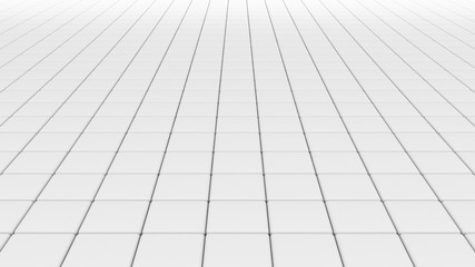 Poster - White tile flooring, architecture pattern texture background, 3d abstract illustration