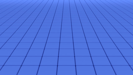 Poster - Blue tile flooring, architecture pattern texture background, 3d abstract illustration