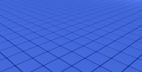 Poster - Blue tile flooring, architecture pattern texture background, 3d abstract illustration