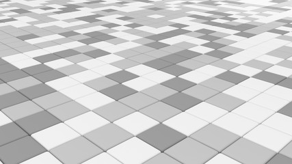 Poster - White tile flooring, architecture pattern texture background, 3d abstract illustration