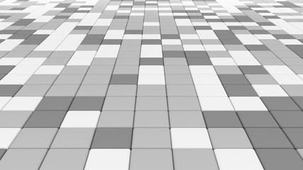 Poster - White tile flooring, architecture pattern texture background, 3d abstract illustration