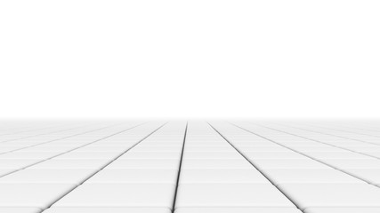 Poster - White tile flooring, architecture pattern texture background, 3d abstract illustration