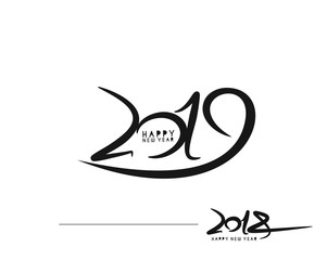 Happy New Year 2019 Text Design  Patter, Vector illustration.