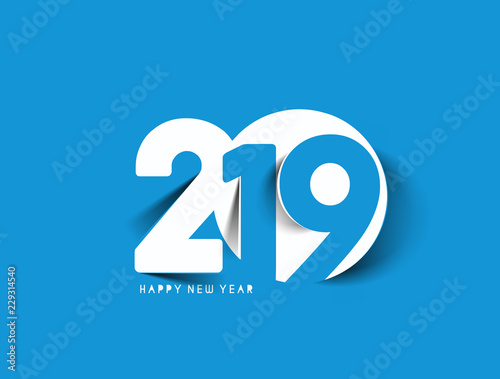 Fotografía Happy New Year 2019 Text Design Patter, Vector illustration.