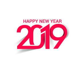 Happy New Year 2019 Text Design  Patter, Vector illustration.