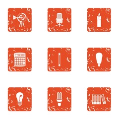 Poster - Light device icons set. Grunge set of 9 light device vector icons for web isolated on white background