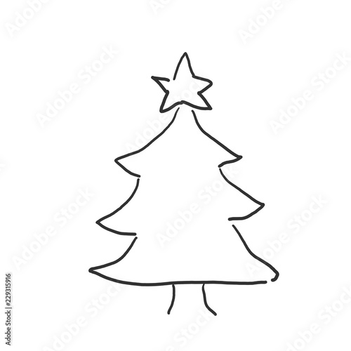 クリスマスツリー落書き風ゆるいイラスト Stock Illustration Adobe Stock