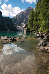 Wall Mural - Splendido scorcio del lago di Braies in Alto Adige