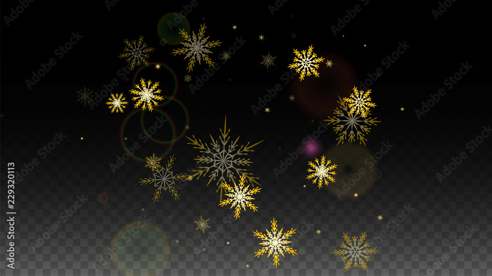 Christmas Vector Background with Gold Falling Snowflakes Isolated on ...