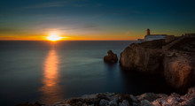 Painting The Ocean. 57'' Long Exposure At Sunset Of The Lighthouse In Cabo São Vicente, Sagres, Portugal.