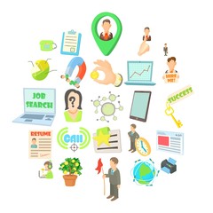 Poster - Employee of the bank icons set. Cartoon set of 25 employee of the bank vector icons for web isolated on white background