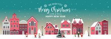 Christmas Banner Holiday Concept Vector Illustration. Snowy Christmas Landscape.