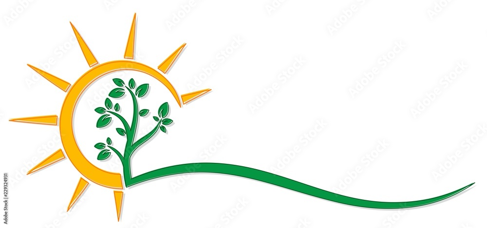 Icon Sun Tree Tree symbol with sun. Stock Vector | Adobe Stock
