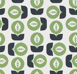 Poster - seamless pattern with abstract leaves in retro style