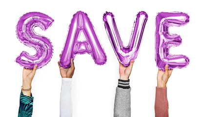 Canvas Print - Hands showing save balloons word