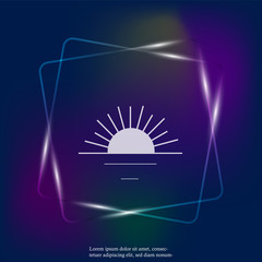 Wall Mural - Vector neon light icon sunset, sunrise symbol. Layers grouped for easy editing illustration. For your design.