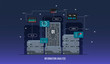 © Andrew Derr - Server data center, flat illustration. Internet network technology and information cloud for storage, vector illustration.