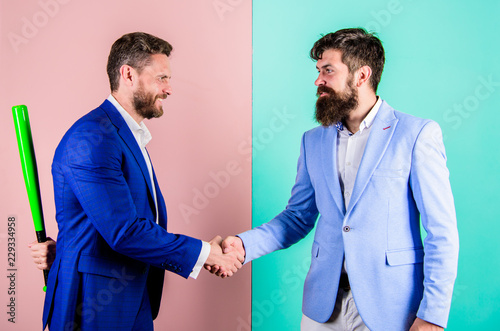 Fotografía Business partners competitors office colleagues shaking hands