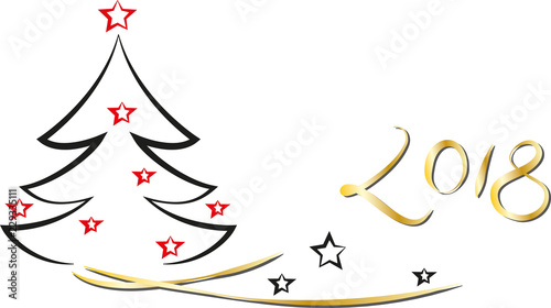 Frohe Weihnachten 2018, xmas, x-mas, Weihnachtsbaum mit roten Sternen