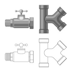 Isolated object of pipe and tube symbol. Collection of pipe and pipeline stock symbol for web.