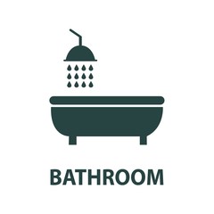 Shower bath flat icon isolated on white background. Vector illustration. Bathroom icon.