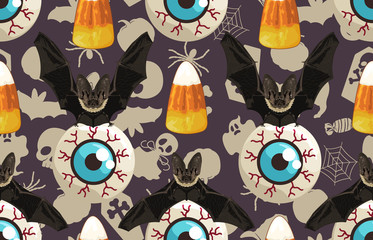Wall Mural - Halloween Seamless Pattern. Digital design elements for Halloween. Perfect for decoration, wrapping papers, greeting cards, web page background and other print projects.