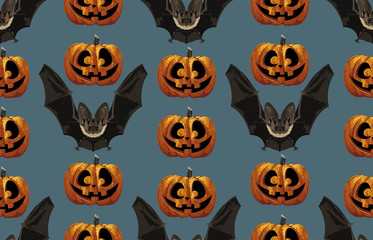 Wall Mural - Halloween Seamless Pattern. Digital design elements for Halloween. Perfect for decoration, wrapping papers, greeting cards, web page background and other print projects.