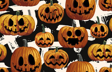Wall Mural - Halloween Seamless Pattern. Digital design elements for Halloween. Perfect for decoration, wrapping papers, greeting cards, web page background and other print projects.
