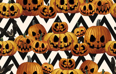Wall Mural - Halloween Seamless Pattern. Digital design elements for Halloween. Perfect for decoration, wrapping papers, greeting cards, web page background and other print projects.