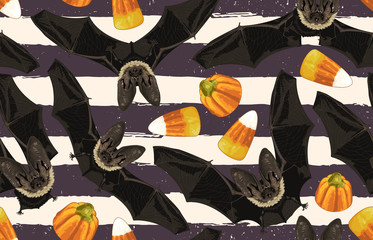 Wall Mural - Halloween Seamless Pattern. Digital design elements for Halloween. Perfect for decoration, wrapping papers, greeting cards, web page background and other print projects.