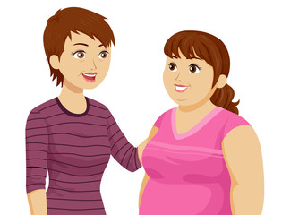 Sticker - Teen Girl Fat Mother Illustration