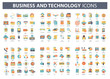 © makyzz - Business and marketing, programming, data management, internet connection, social network, computing, information. Thin line blue icons set. Flat vector illustration
